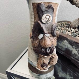 🤠 Vtg Mahon Made Pottery Stoneware Beer Mug Stein Cowboy Double Face 8.5” Tall